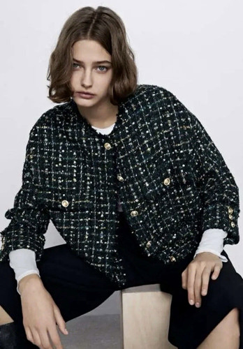 Giacca tweed zara verde - zara,