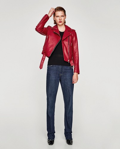 Giacca biker donna zara rosso - zara,
