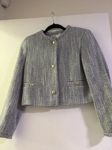 Zara giacca donna blu bianco - donna, blu/bianco